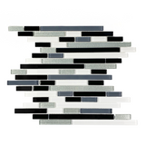 Black & Gray Random Strip Mix Glass Mosaic Tile