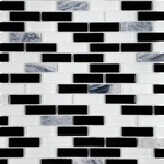 Black & White Linear Glass Mosaic Tile-Glass Mosaic-American Tile Depot