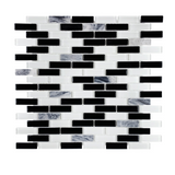 Black & White Linear Glass Mosaic Tile