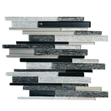 Black & White Random Strip Mix Glass Mosaic Tile