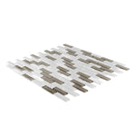 Taupe & White Linear Glass Mosaic Tile