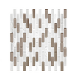 Taupe & White Linear Glass Mosaic Tile