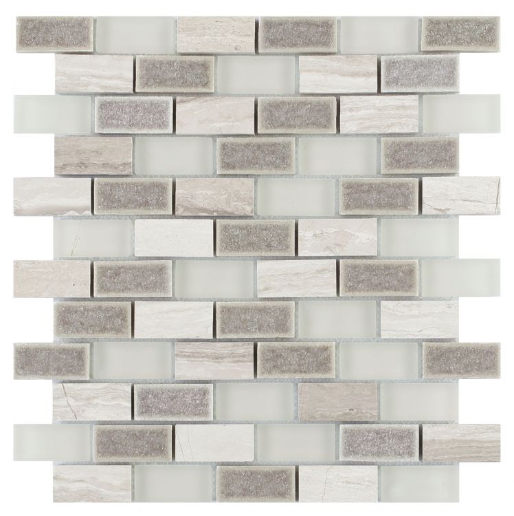 1 x 2 Garnet Brick Bride Mosaic Wall Tile-Mixed Mosaic-American Tile Depot