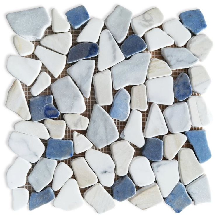 Brook Royal Sapphire Pebble Marble Mosaic Tile-Marble Mosaic-American Tile Depot