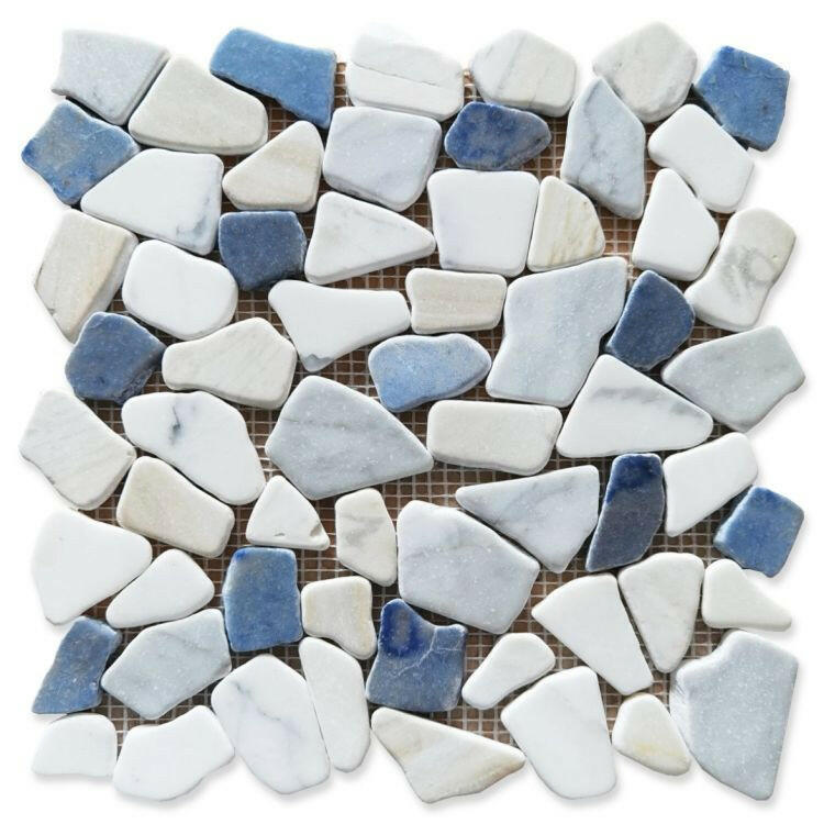 Brook Royal Sapphire Pebble Marble Mosaic Tile-Marble Mosaic-American Tile Depot