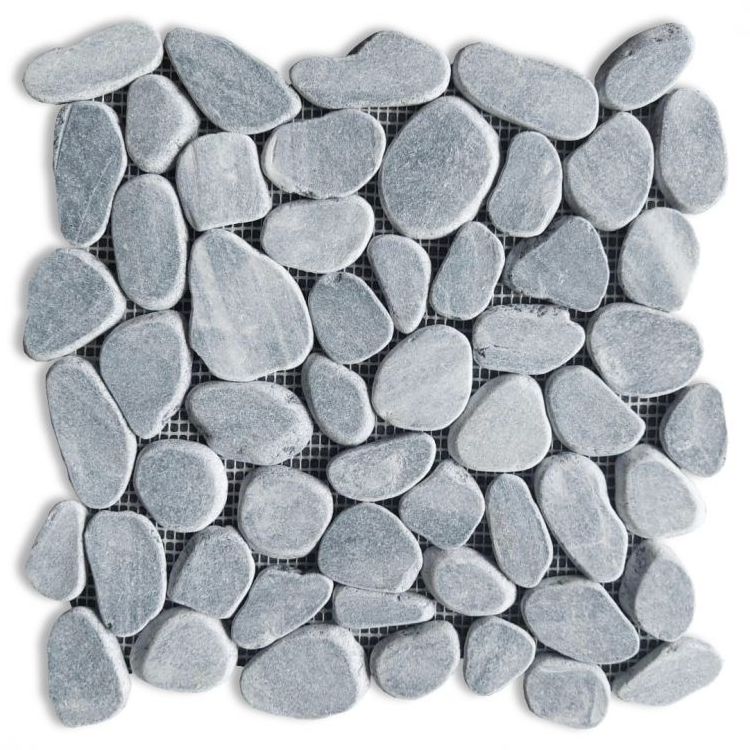 Brook Stormy Grey Pebble Marble Mosaic Tile-Marble Mosaic-American Tile Depot