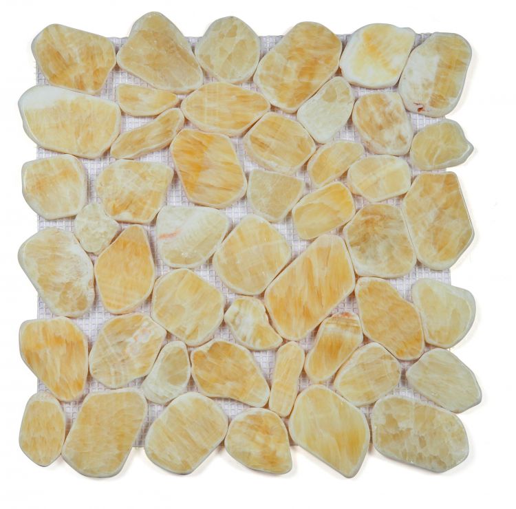 Brook Honey Onyx Pebble Marble Mosaic Tile-Marble Mosaic-American Tile Depot