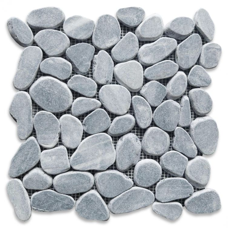 Brook Stormy Grey Pebble Marble Mosaic Tile-Marble Mosaic-American Tile Depot