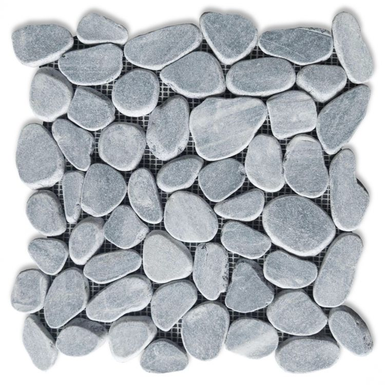 Brook Stormy Grey Pebble Marble Mosaic Tile-Marble Mosaic-American Tile Depot