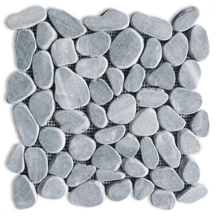 Brook Stormy Grey Pebble Marble Mosaic Tile-Marble Mosaic-American Tile Depot