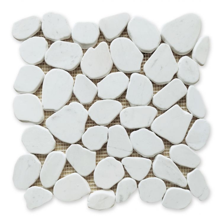 Brook White Pebble Marble Mosaic Tile-Marble Mosaic-American Tile Depot