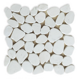 Brook White Pebble Marble Mosaic Tile