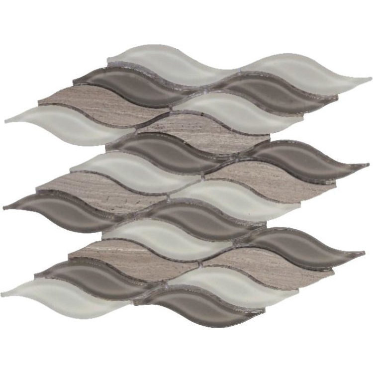 Byzance Grey Wave Mosaic Wall Tile-Mixed Mosaic-American Tile Depot