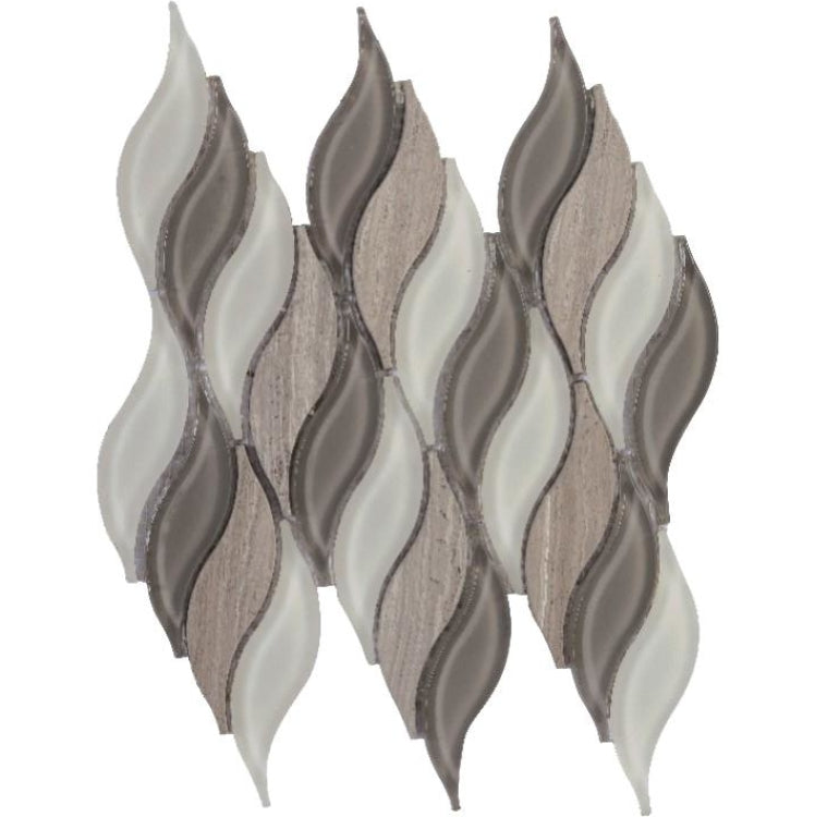 Byzance Grey Wave Mosaic Wall Tile-Mixed Mosaic-American Tile Depot