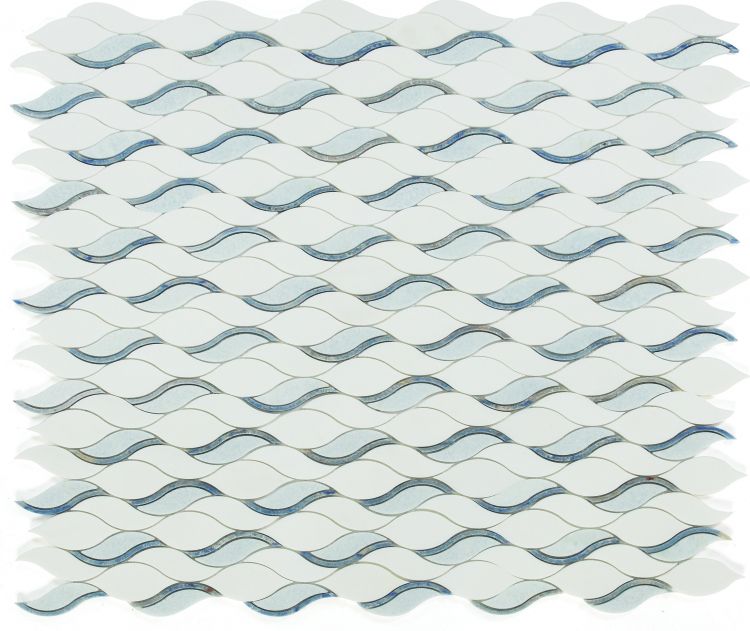 Byzance Sapphire Wave Marble Mosaic Wall Tile-Marble Mosaic-American Tile Depot