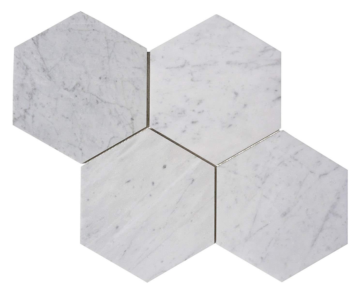 Carrara White Marble Polished 6" Hexagon Tile-Marble Tile-American Tile Depot