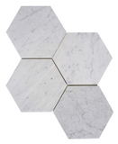 Carrara White Marble Honed 6" Hexagon Tile