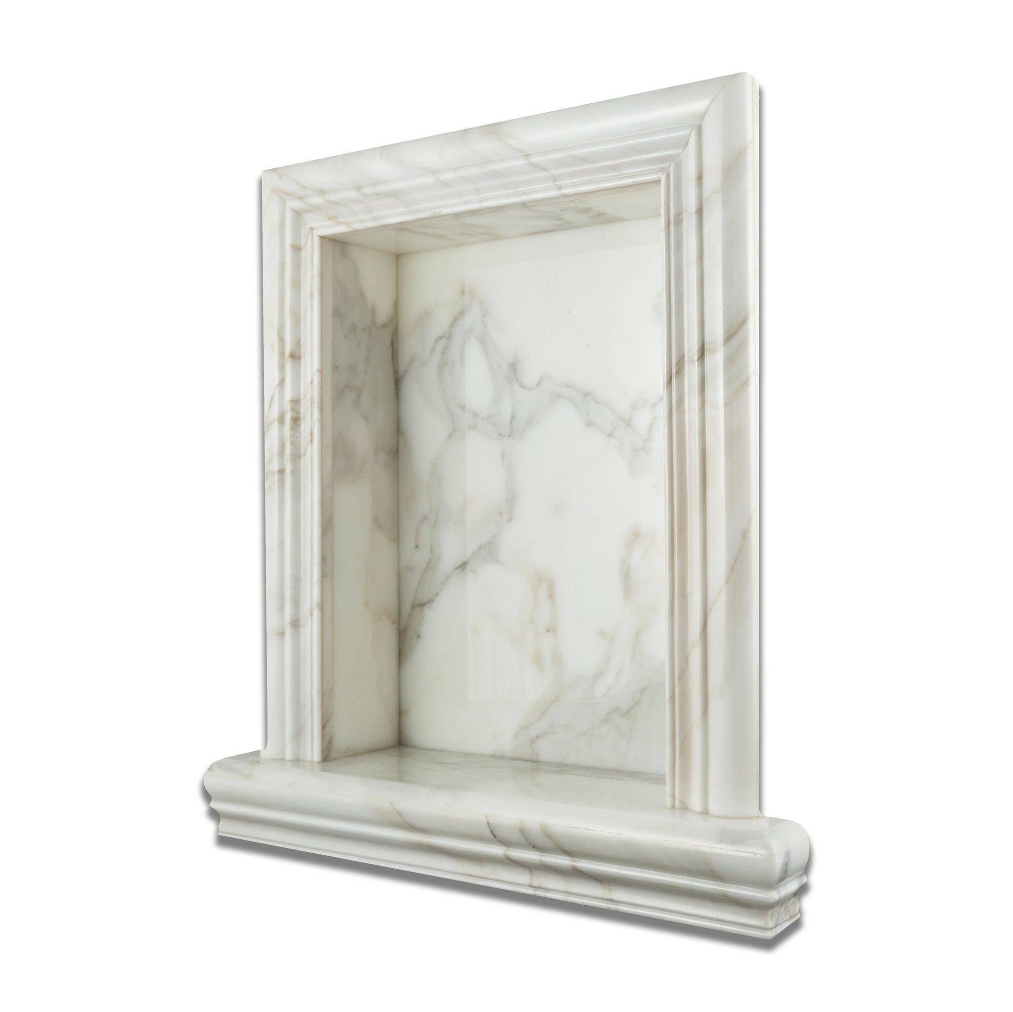 Calacatta Gold Marble Hand-Made Custom Shampoo Niche / Shelf - LARGE - Honed