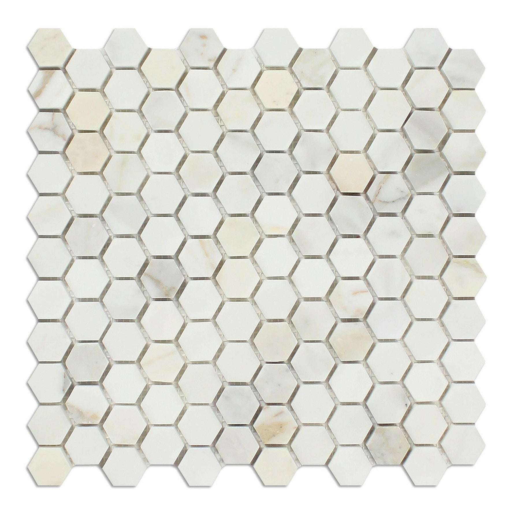 Calacatta Gold Marble Honed 1" Mini Hexagon Mosaic Tile-Marble Mosaic-American Tile Depot