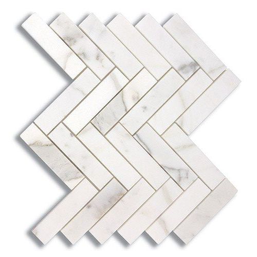 Calacatta Gold Marble Honed 1 x 4 Herringbone Mosaic Tile-Marble Mosaic-American Tile Depot