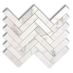 Calacatta Gold Marble Honed 1 x 4 Herringbone Mosaic Tile-Marble Mosaic-American Tile Depot