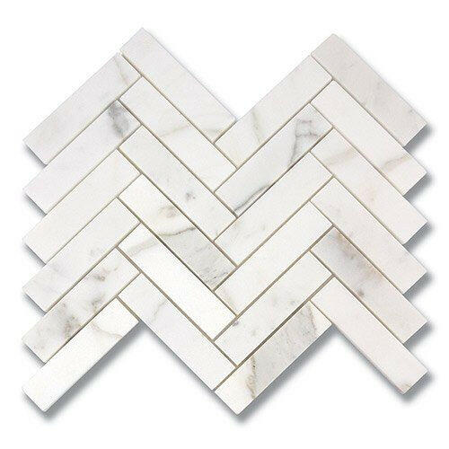 Calacatta Gold Marble Honed 1 x 4 Herringbone Mosaic Tile-Marble Mosaic-American Tile Depot