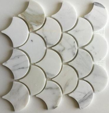 Calacatta Gold Marble Honed 3" Fan Mosaic Tile-Marble Mosaic-American Tile Depot