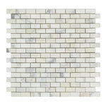 Calacatta Gold Marble Honed Baby Brick Mosaic Tile-Marble Mosaic-American Tile Depot