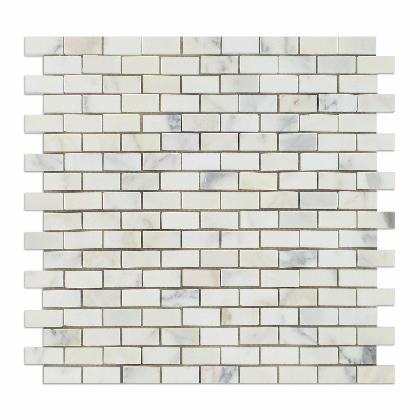 Calacatta Gold Marble Honed Baby Brick Mosaic Tile-Marble Mosaic-American Tile Depot