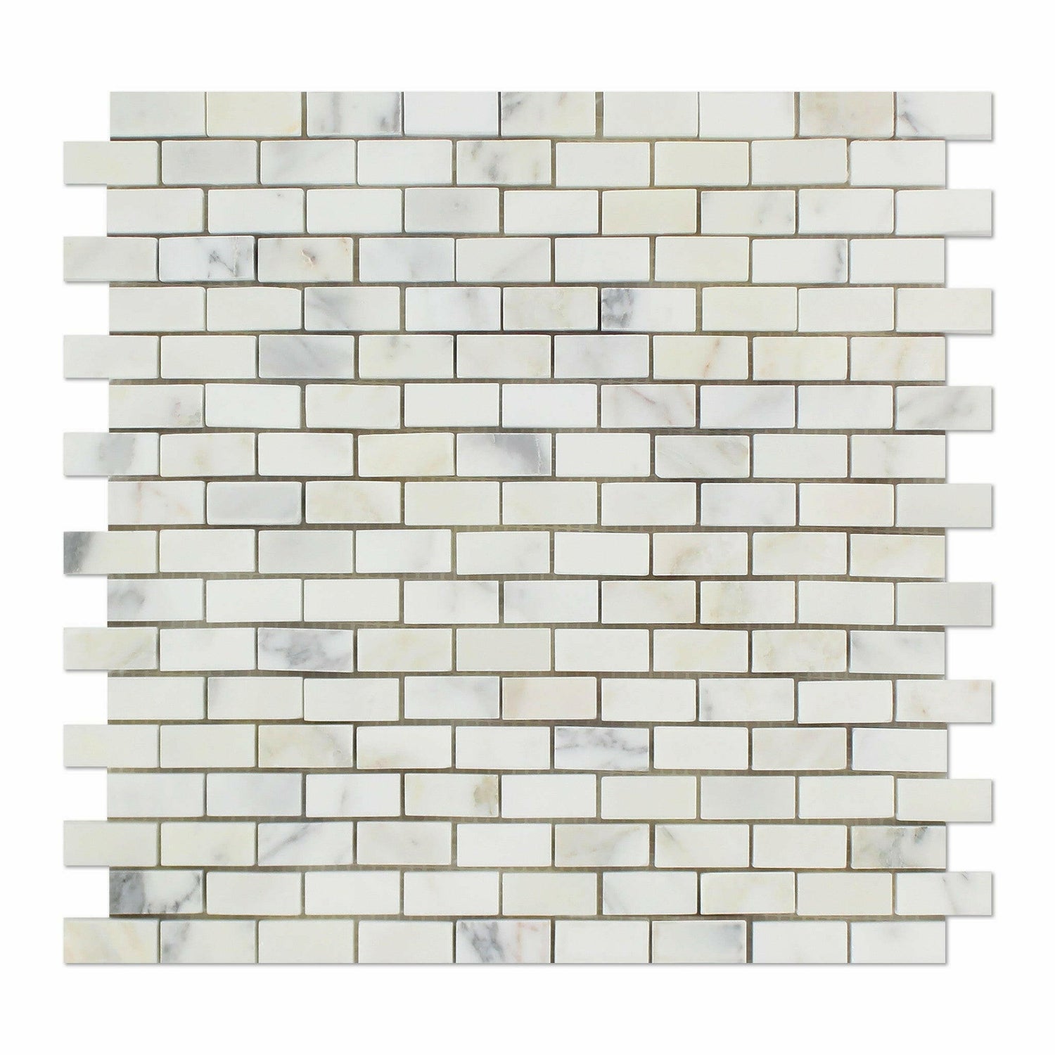 Calacatta Gold Marble Honed Baby Brick Mosaic Tile-Marble Mosaic-American Tile Depot