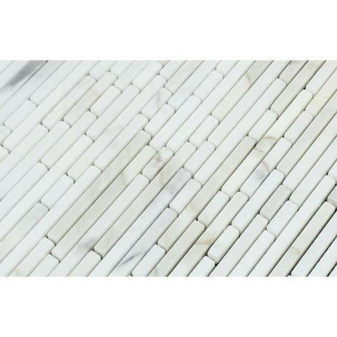 Calacatta Gold Marble Honed Bamboo Sticks Mosaic Tile ( Single Color )-Marble Mosaic-American Tile Depot