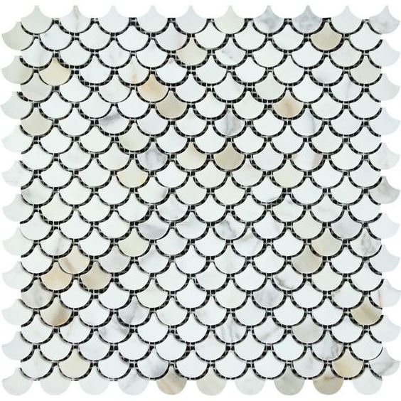 Calacatta Gold Marble Honed Fan Mosaic Tile-Marble Mosaic-American Tile Depot