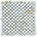 Calacatta Gold Marble Honed Fan Mosaic Tile-Marble Mosaic-American Tile Depot