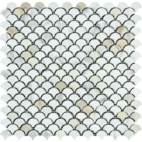 Calacatta Gold Marble Honed Fan Mosaic Tile-Marble Mosaic-American Tile Depot