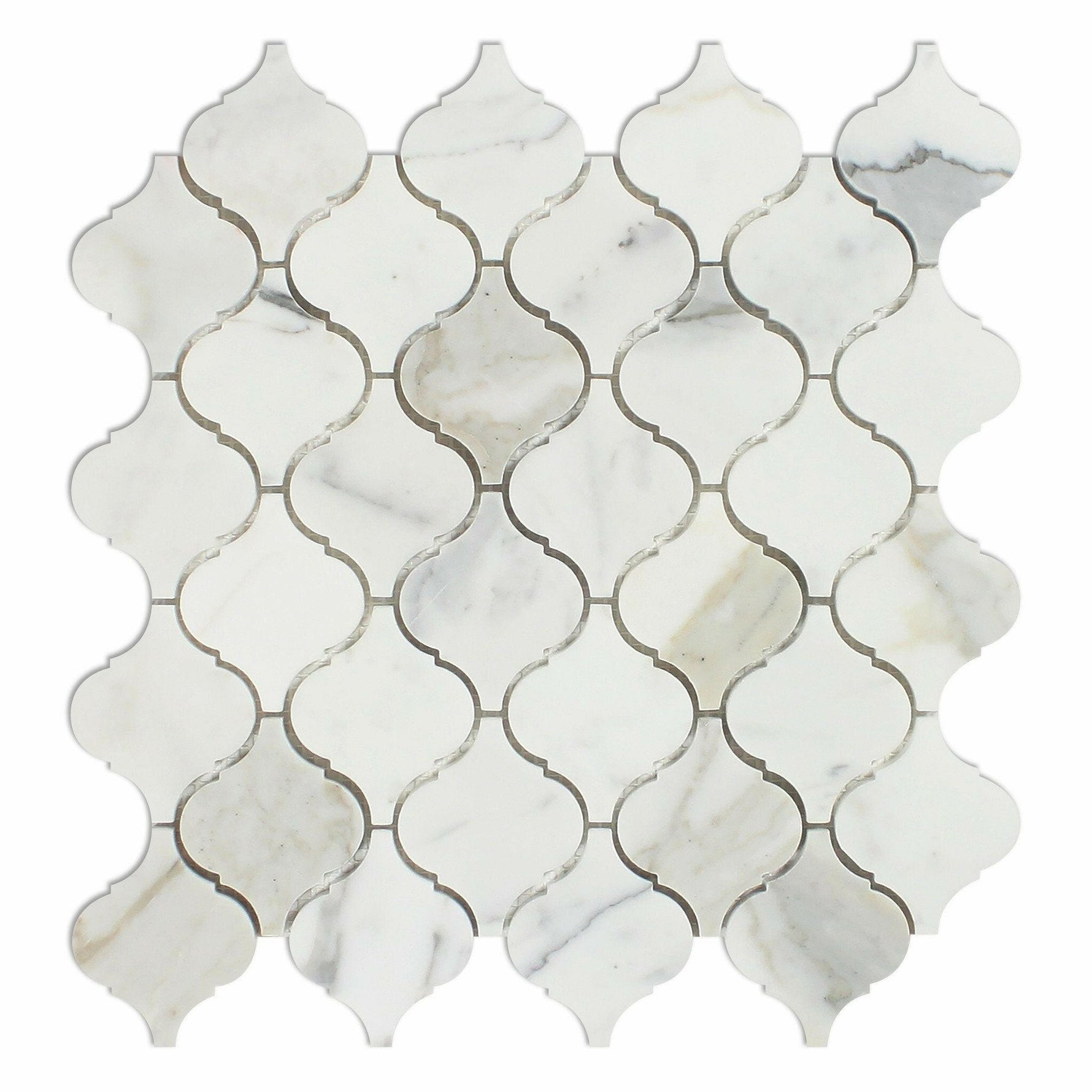 Calacatta Gold Marble Honed Lantern Arabesque Mosaic Tile-Marble Mosaic-American Tile Depot