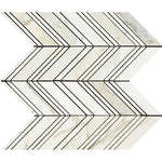 Calacatta Gold Marble Honed Large Chevron Mosaic Tile w / Calacatta Dots Marble Strips-Marble Mosaic-American Tile Depot