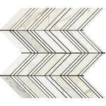 Calacatta Gold Marble Honed Large Chevron Mosaic Tile w / Calacatta Dots Marble Strips-Marble Mosaic-American Tile Depot