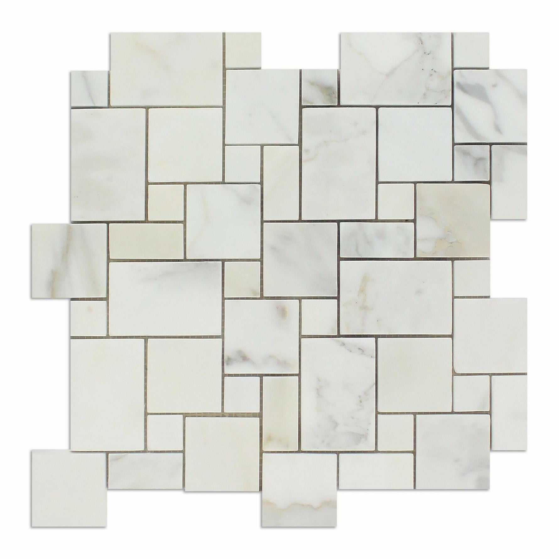 Calacatta Gold Marble Honed Mini Versailles Mosaic Tile-Marble Mosaic-American Tile Depot