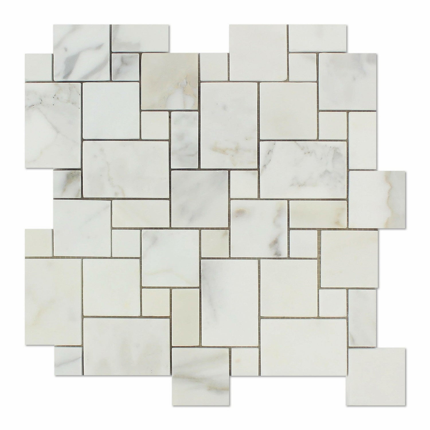 Calacatta Gold Marble Honed Mini Versailles Mosaic Tile-Marble Mosaic-American Tile Depot