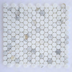 Calacatta Gold Marble Honed Penny Round Mosaic Tile-Marble Mosaic-American Tile Depot