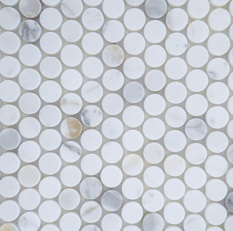 Calacatta Gold Marble Honed Penny Round Mosaic Tile-Marble Mosaic-American Tile Depot