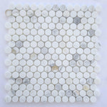 Calacatta Gold Marble Honed Penny Round Mosaic Tile-Marble Mosaic-American Tile Depot