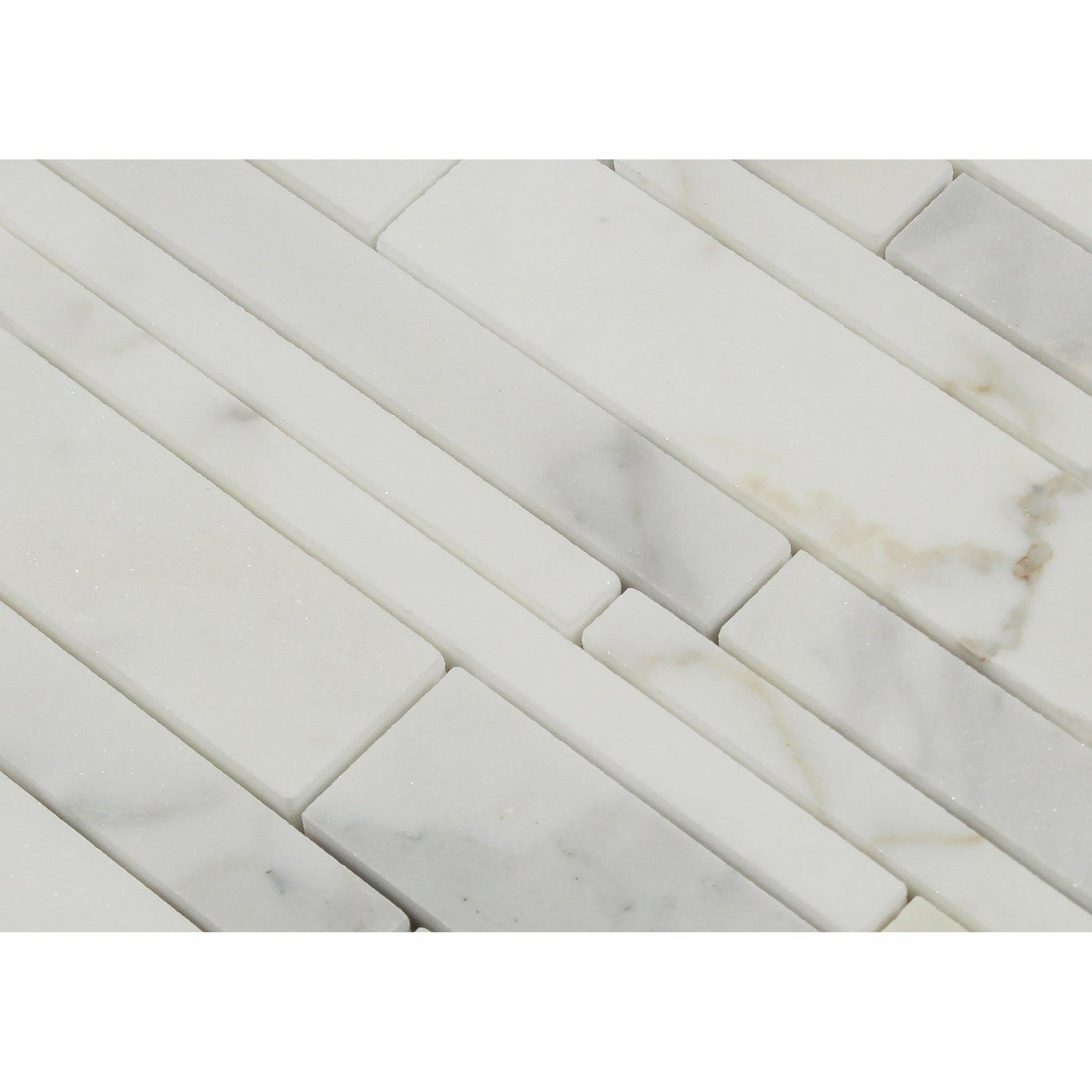 Calacatta Gold Marble Honed Random Strip Mosaic Tile-Marble Mosaic-American Tile Depot