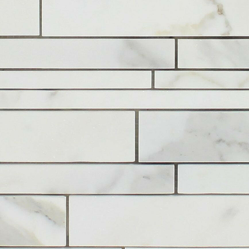 Calacatta Gold Marble Honed Random Strip Mosaic Tile-Marble Mosaic-American Tile Depot