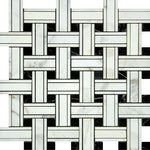 Calacatta Gold Marble Honed Triple Weave Mosaic Tile w / Black Dots-Marble Mosaic-American Tile Depot