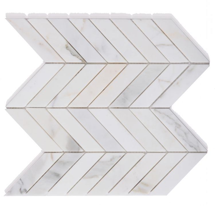 Calacatta Gold Marble Polished 1.5 X 6 Chevron Mosaic Tile-Marble Mosaic-American Tile Depot