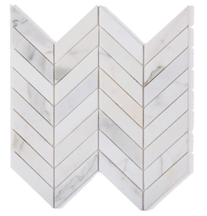 Calacatta Gold Marble Polished 1.5 X 6 Chevron Mosaic Tile-Marble Mosaic-American Tile Depot