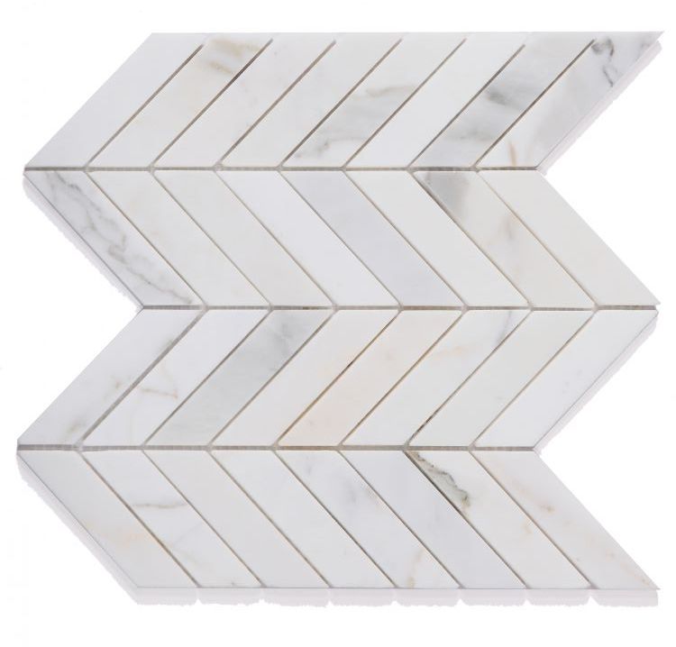 Calacatta Gold Marble Polished 1.5 X 6 Chevron Mosaic Tile-Marble Mosaic-American Tile Depot