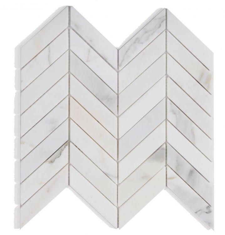 Calacatta Gold Marble Polished 1.5 X 6 Chevron Mosaic Tile-Marble Mosaic-American Tile Depot