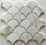 Calacatta Gold Marble Polished 3" Fan Mosaic Tile-Marble Mosaic-American Tile Depot